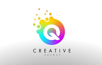 Q rainbow dots letter logo design vector