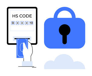 secure payment system with hs code entry and lock vector image