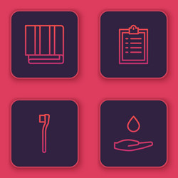 set line towel stack toothbrush clipboard vector image