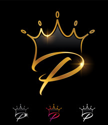 Golden monogram crown initial letter d Royalty Free Vector