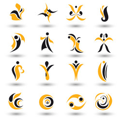 set of different yellow abstract flat elements vector image