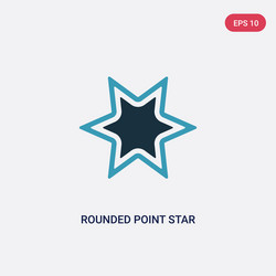 two color rounded point star icon from user vector