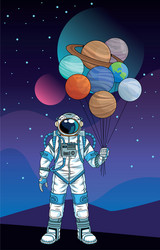 astronaut with planets in space character vector image