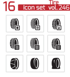 Black Tire Icon Set Vector Image