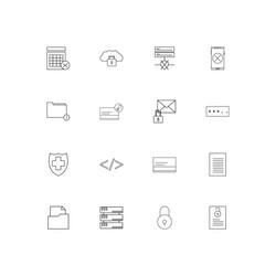 cyber security linear thin icons set outlined vector image