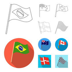 isolated object world and flag logo set vector image