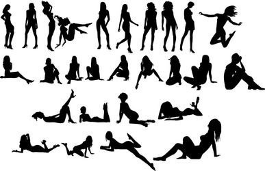 Naked girls silhouette set Royalty Free Vector Image