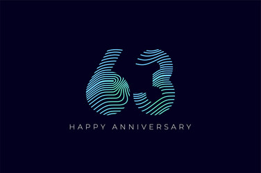 numeric design with line curve 63th happy vector image