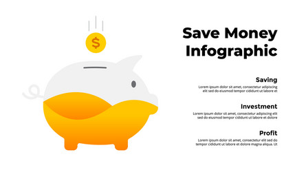 piggy bank infographic template slide for your vector