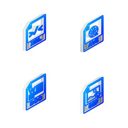 set isometric line avi file document xsl doc vector image