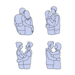 set of four traditional couples men with women vector