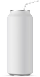 Aluminium Can Mockup with Straw - 500ml vector image