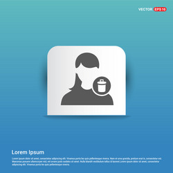 delete user icon - blue sticker button vector image