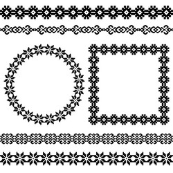 ethnic borders set round and square frames vector image