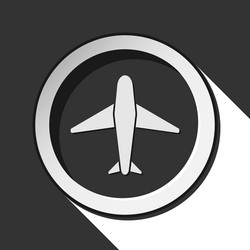 grey button with airplane vector image
