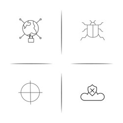 internet security simple linear icons set vector image