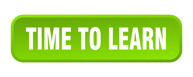 time to learn button square 3d push vector image