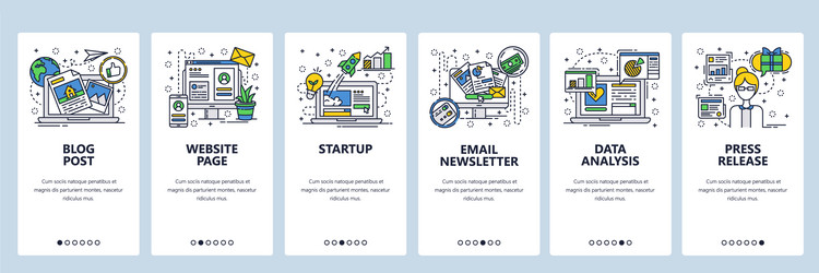 web site linear art onboarding screens vector image