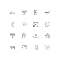 Cyber security linear thin icons set outlined vector