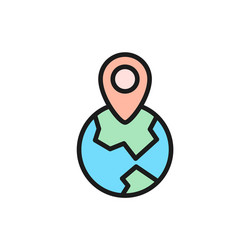 globe with destination mark location pin on earth vector image