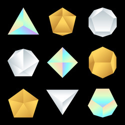 glossy platonic solids set vector