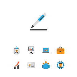 job icons flat style set with identification vector image