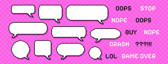 pixel dialogue boxes speech bubbles empty vector image