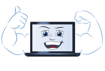 smiling powerful laptop computer 2 vector image