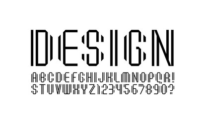 font alphabet from double line or parallel ribbon vector