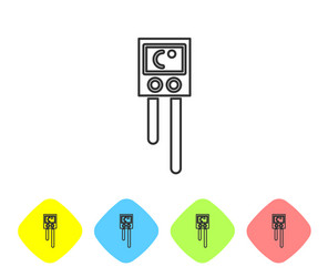 Grey line temperature and humidity sensor icon vector