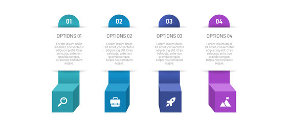 horizontal progress bar featuring 4 arrow-shaped vector image