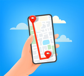 man using navigation on modern smartphone vector image