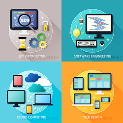SEO & Cloud Computing Icons vector image