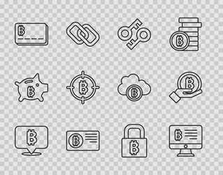 set line bitcoin mining from monitor vector image