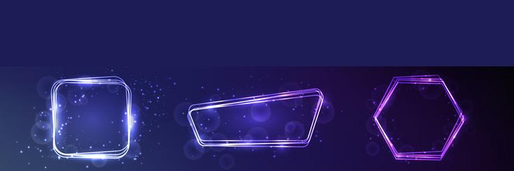 set of three neon frames with shining effects vector image