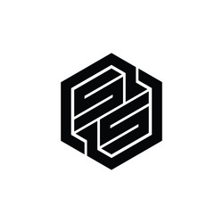 ss logo monogram gaming hexagon geometric shape vector image