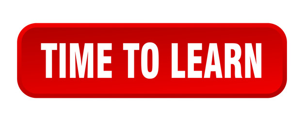 time to learn button square 3d push vector image