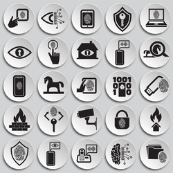 cyber security and computer set plates background vector image