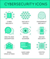 cyber security thin line icons set computer vector image