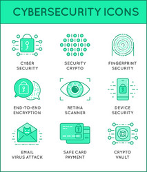 cyber security thin line icons set computer vector