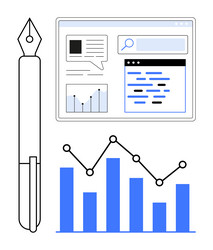 digital analytics dashboard with graphs charts vector image