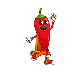 groovy chili pepper superhero character vegetable Vector Image