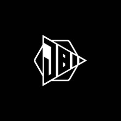 jb logo monogram triangle play button vector image