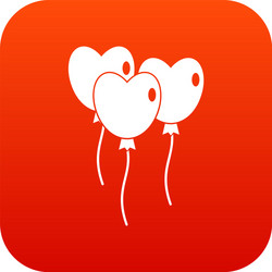 Three balloons in the shape of heart icon digital vector