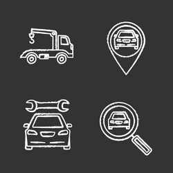 Auto workshop chalk icons set vector