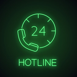 Hotline neon light icon vector