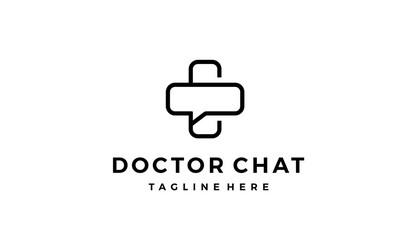 Initial c with chat and plus sign logo design vector