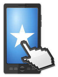 phone cursor and star symbol vector image