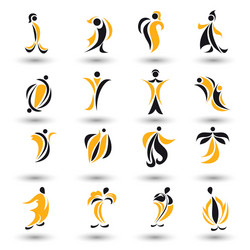 set of different yellow abstract flat elements vector image