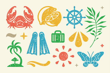 summer symbols and objects set vector